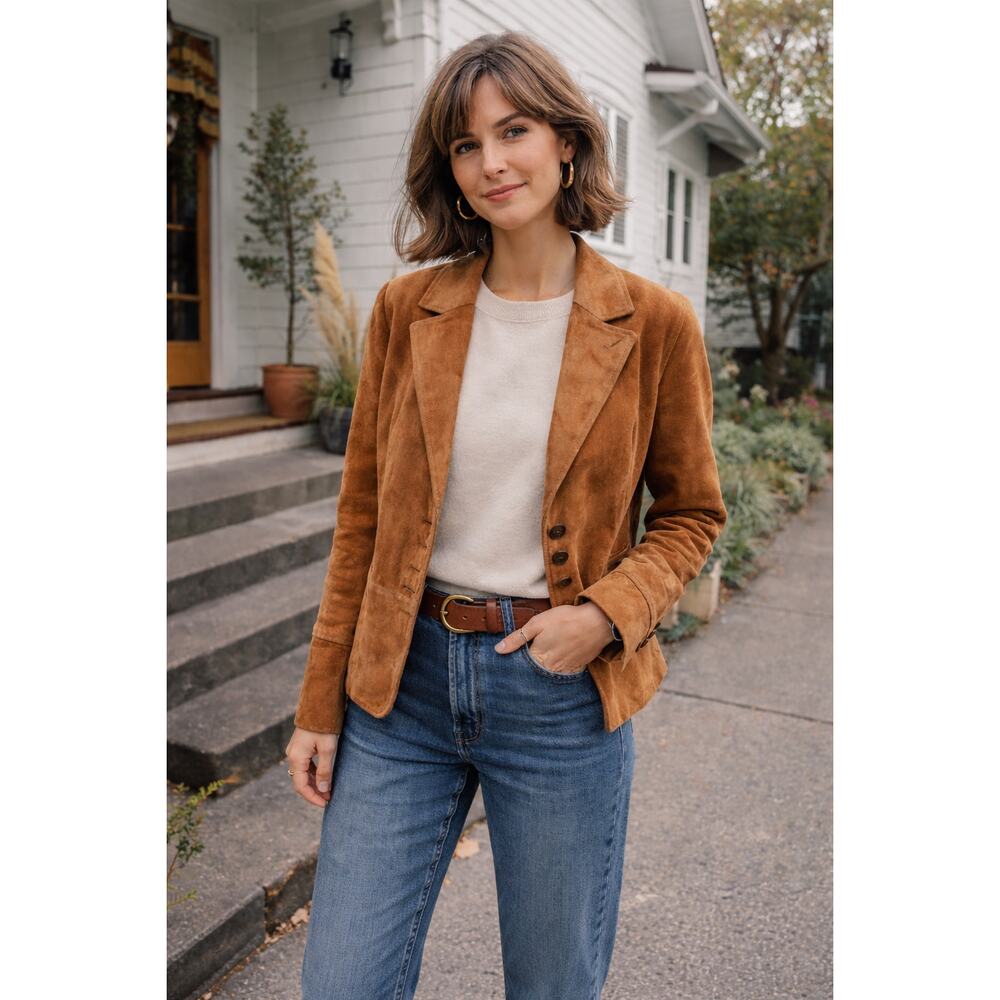 Vintage Caramel Suede Leather Jacket